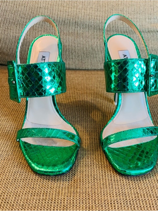 THE ATTICO Mariah Metallic Green Python Embossed Leather Sandals Size 35 / US 5 main image 6